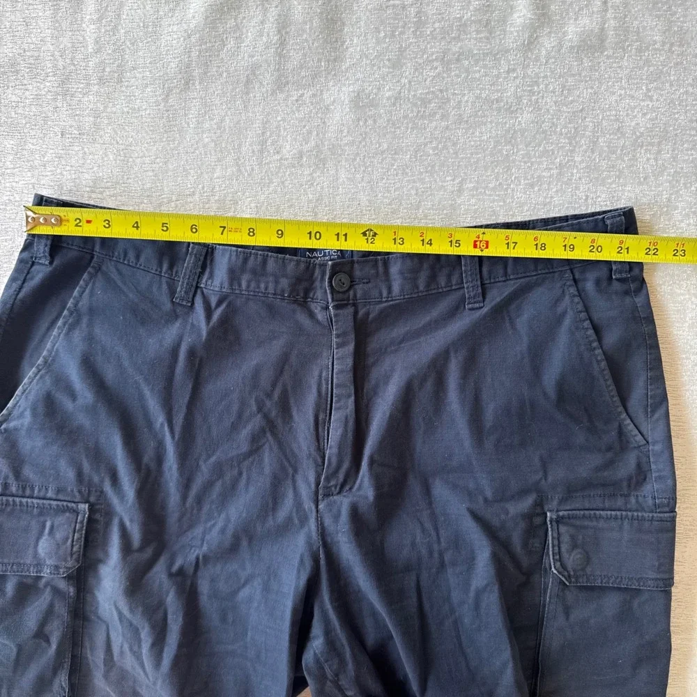 Nautica Flex Classic Fit Mens Size 42W Navy Blue Cargo Shorts Stretch Utility
